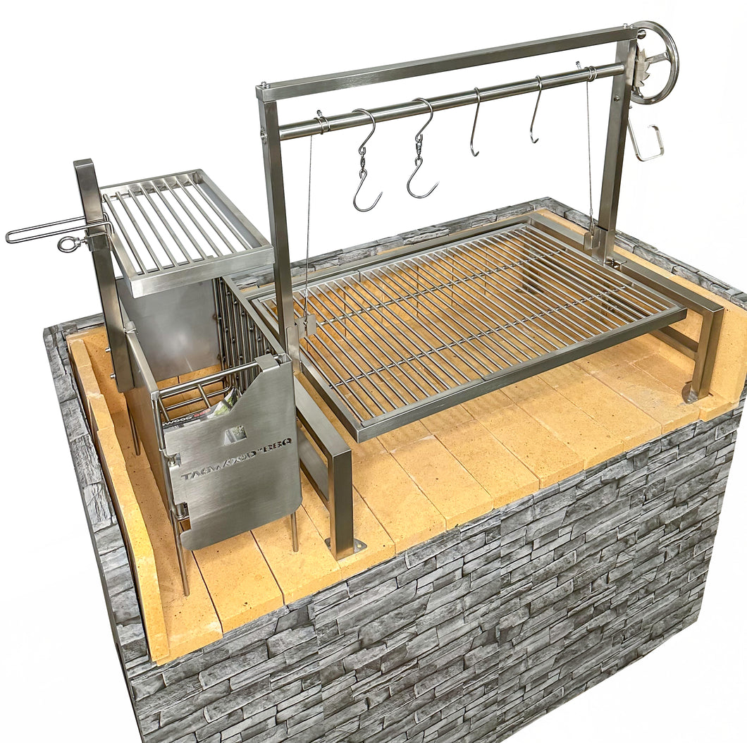 Tagwood BBQ Insert Style Argentine Santa Maria Wood Fire & Charcoal Grill without firebricks | BBQ09SS --